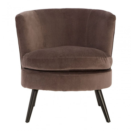 Round Grey Plush Velvet Armchair, Grey