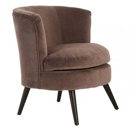 Round Grey Plush Velvet Armchair, Grey