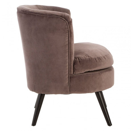 Round Grey Plush Velvet Armchair, Grey