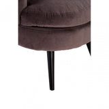 Round Grey Plush Velvet Armchair, Grey