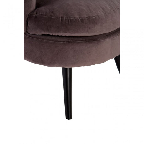 Round Grey Plush Velvet Armchair, Grey