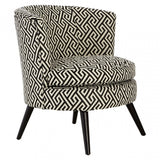 Round Black and White Greek Key Armchair, White
