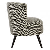 Round Black and White Greek Key Armchair, White