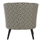 Round Black and White Greek Key Armchair, White