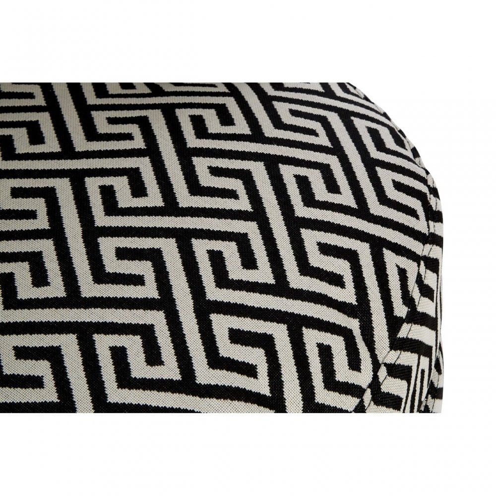 Round Black and White Greek Key Armchair, White