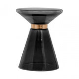 Martini Black Glass / Copper Finish Side Table, Black
