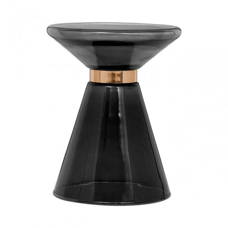 Martini Black Glass / Copper Finish Side Table, Black