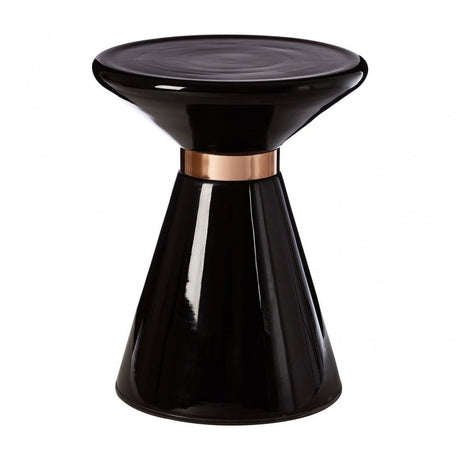 Martini Black Glass / Copper Finish Side Table, Black