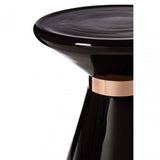 Martini Black Glass / Copper Finish Side Table, Black