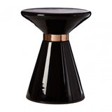 Martini Black Glass / Copper Finish Side Table, Black