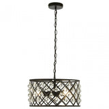 Albir 3 Bulb Cross Design Pendant Lamp, Black