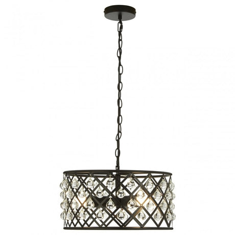 Albir 3 Bulb Cross Design Pendant Lamp, Black