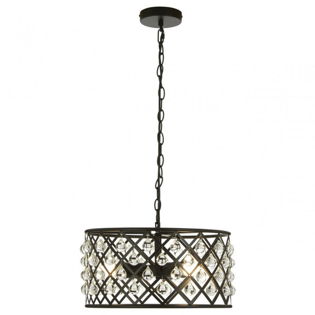 Albir 3 Bulb Cross Design Pendant Lamp, Black