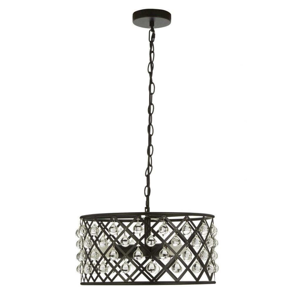 Albir 3 Bulb Cross Design Pendant Lamp, Black