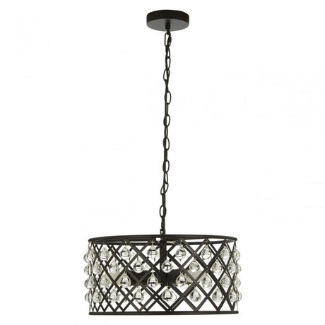 Albir 3 Bulb Cross Design Pendant Lamp, Black