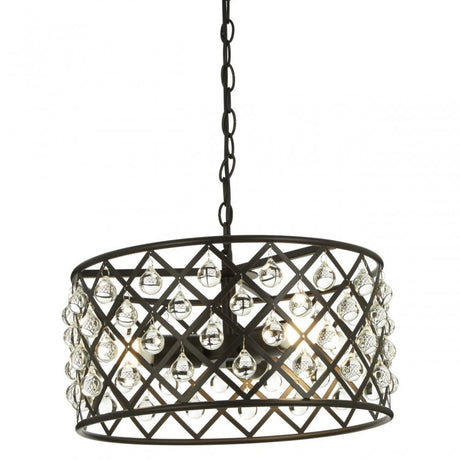 Albir 3 Bulb Cross Design Pendant Lamp, Black