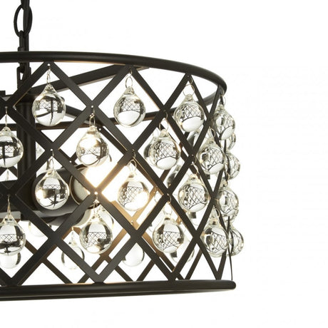 Albir 3 Bulb Cross Design Pendant Lamp, Black