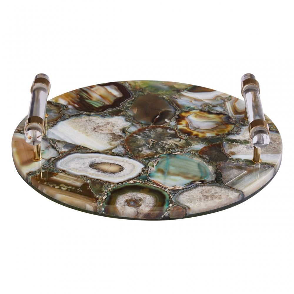 Bowerbird Green & Gold Agate Tray