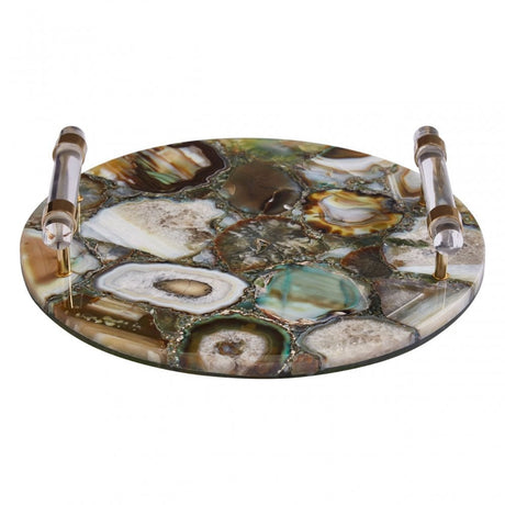 Bowerbird Green & Gold Agate Tray