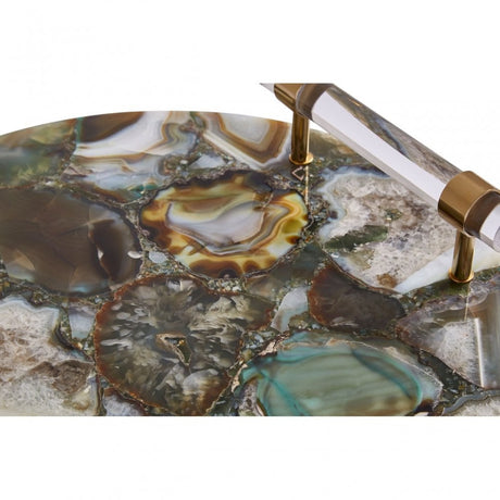 Bowerbird Green & Gold Agate Tray