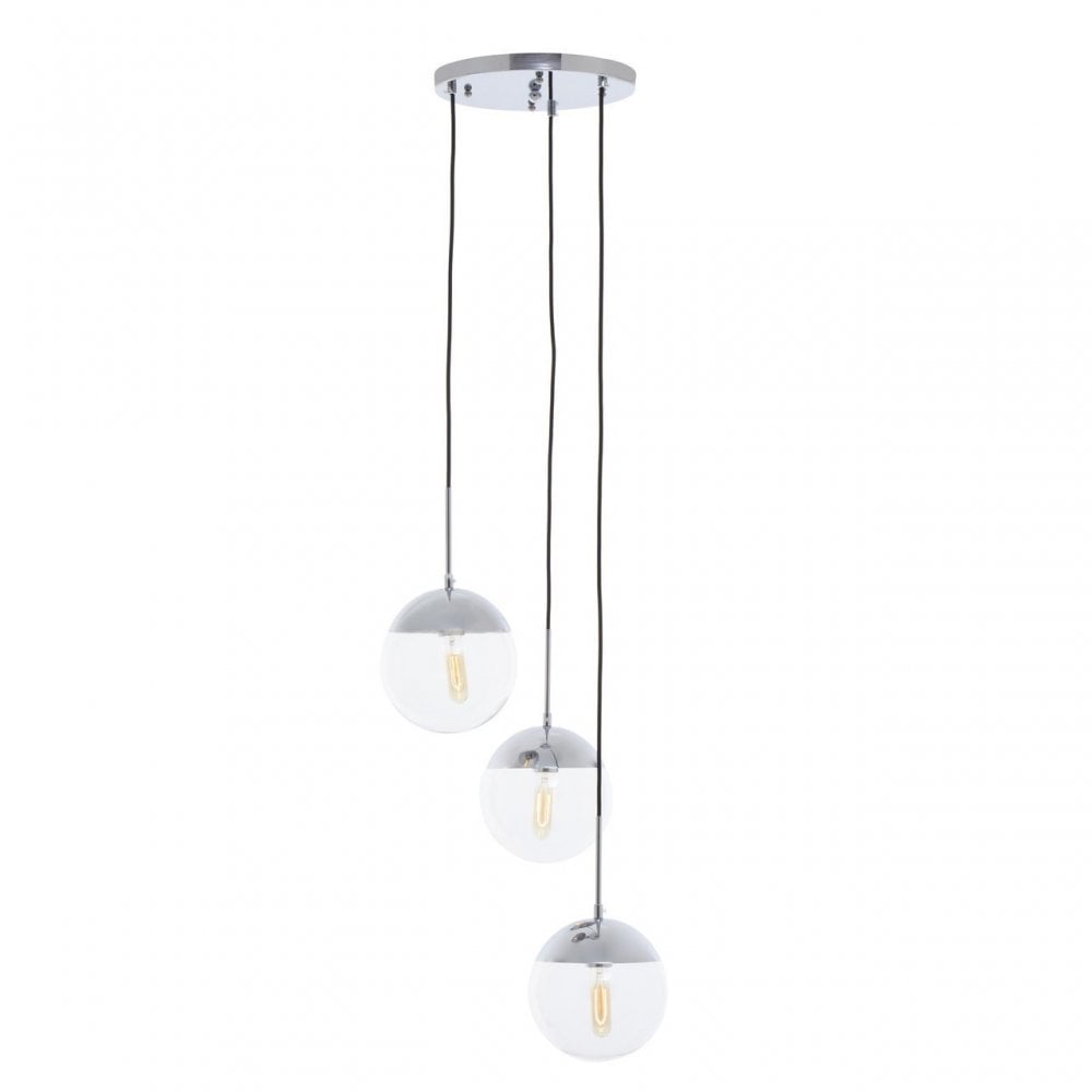 Revive Chrome Finish 3 Pendant Light, Silver