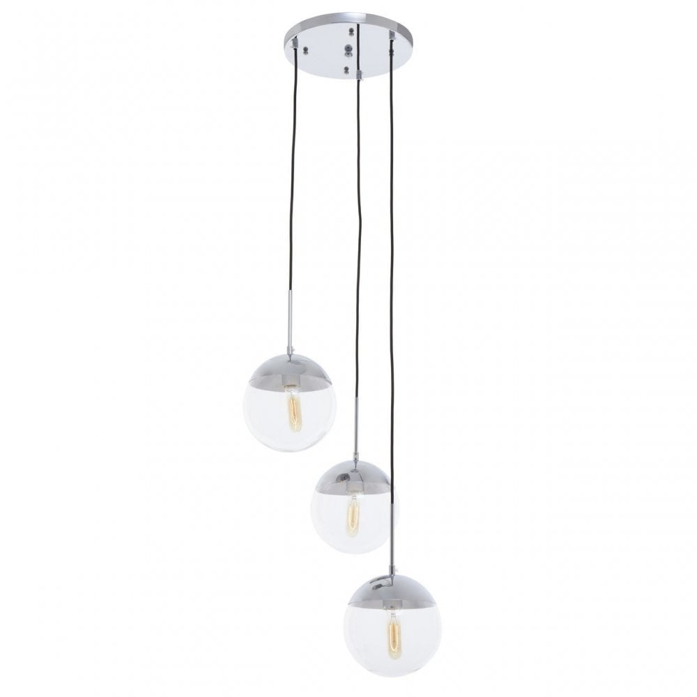 Revive Chrome Finish 3 Pendant Light, Silver
