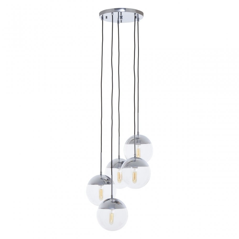 Revive Chrome Finish Five Pendant Lights