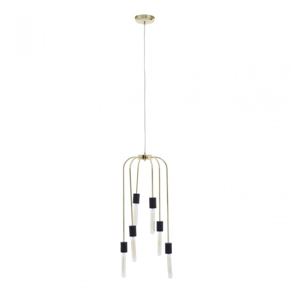 Lagona 6 Bulb Gold Finish Pendant Light, Gold