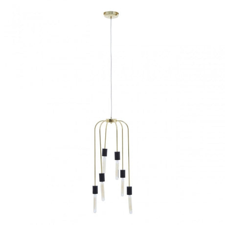 Lagona 6 Bulb Gold Finish Pendant Light, Gold