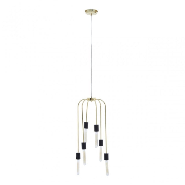 Lagona 6 Bulb Gold Finish Pendant Light, Gold