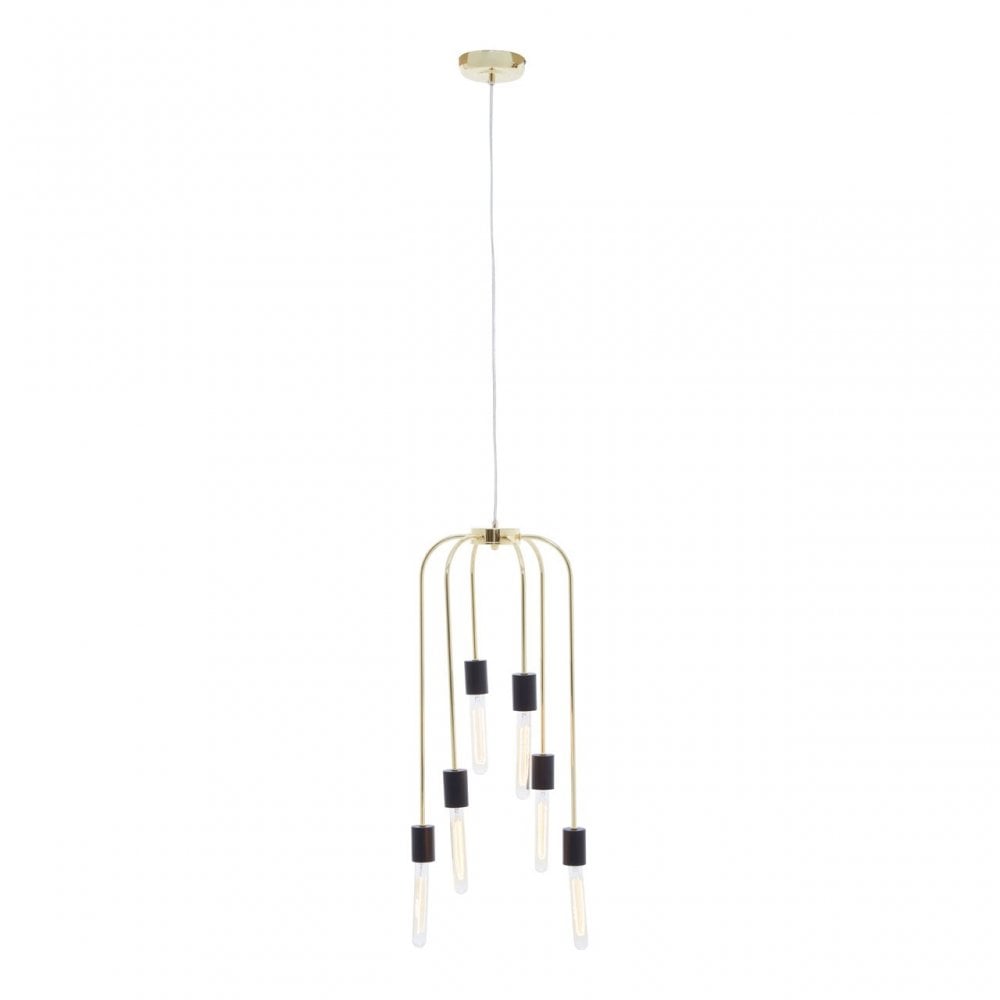 Lagona 6 Bulb Gold Finish Pendant Light, Gold