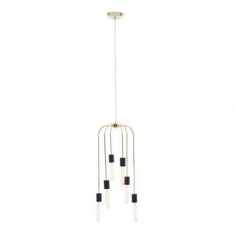 Lagona 6 Bulb Gold Finish Pendant Light, Gold