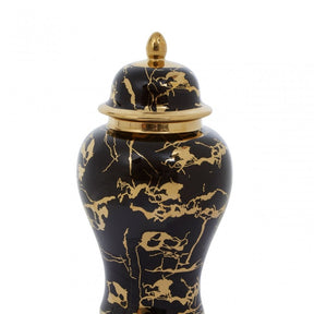 Marmo Marble Effect Black And Gold Large Ceramic Jar