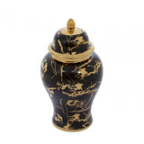 Marmo Marble Effect Black And Gold Large Ceramic Jar