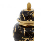 Marmo Marble Effect Black And Gold Large Ceramic Jar