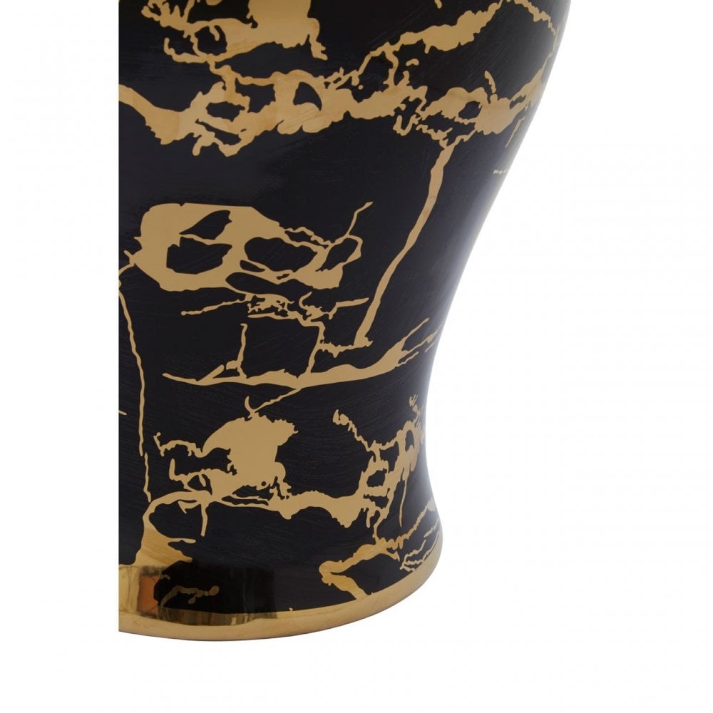 Marmo Marble Effect Black And Gold Large Ceramic Jar