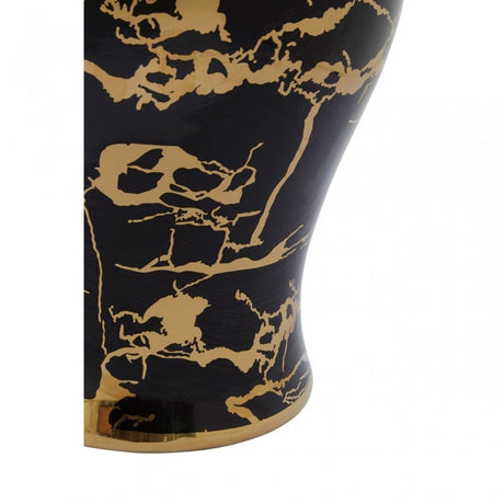 Marmo Marble Effect Black And Gold Large Ceramic Jar