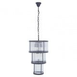 Salasco 3 Tier Black Finish Glass Chandelier, Black