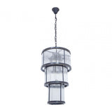 Salasco 3 Tier Black Finish Glass Chandelier, Black