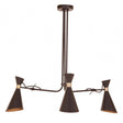Linox 3 Shade Black And Gold Bent Arm Pendant, Black