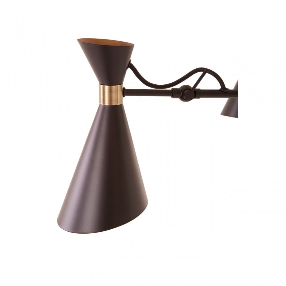 Linox 3 Shade Black And Gold Bent Arm Pendant, Black