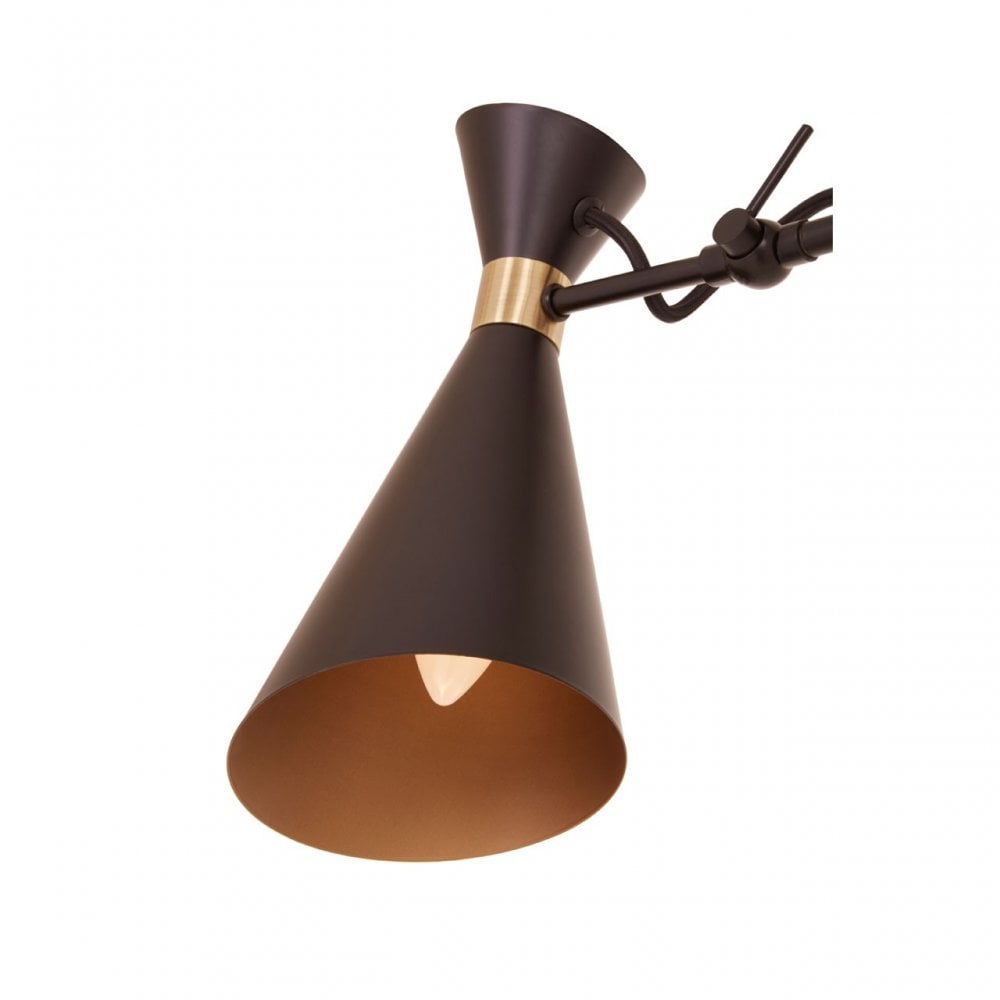 Linox 3 Shade Black And Gold Bent Arm Pendant, Black