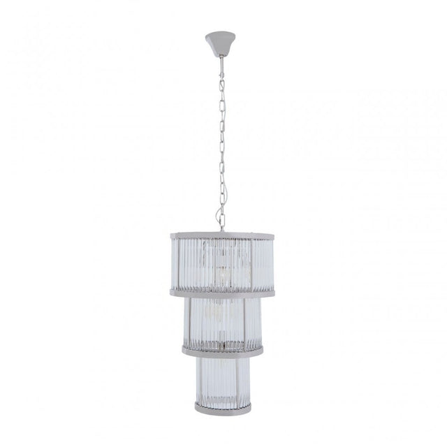 Salasco 3 Tier Nickel Finish Chandelier 38Cm, Silver