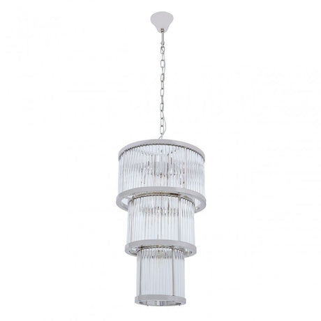 Salasco 3 Tier Nickel Finish Chandelier 38Cm, Silver