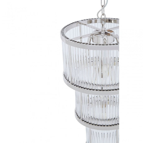 Salasco 3 Tier Nickel Finish Chandelier 38Cm, Silver