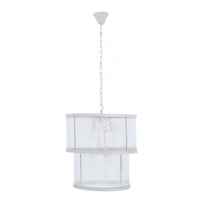 Salasco 2 Tier Nickel Finish Glass Chandelier, Silver
