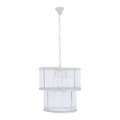 Salasco 2 Tier Nickel Finish Glass Chandelier, Silver
