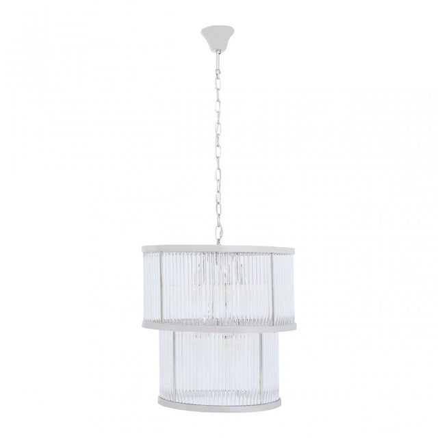 Salasco 2 Tier Nickel Finish Glass Chandelier, Silver
