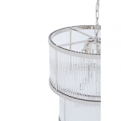 Salasco 2 Tier Nickel Finish Glass Chandelier, Silver