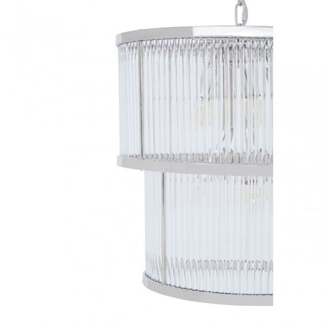 Salasco 2 Tier Nickel Finish Glass Chandelier, Silver